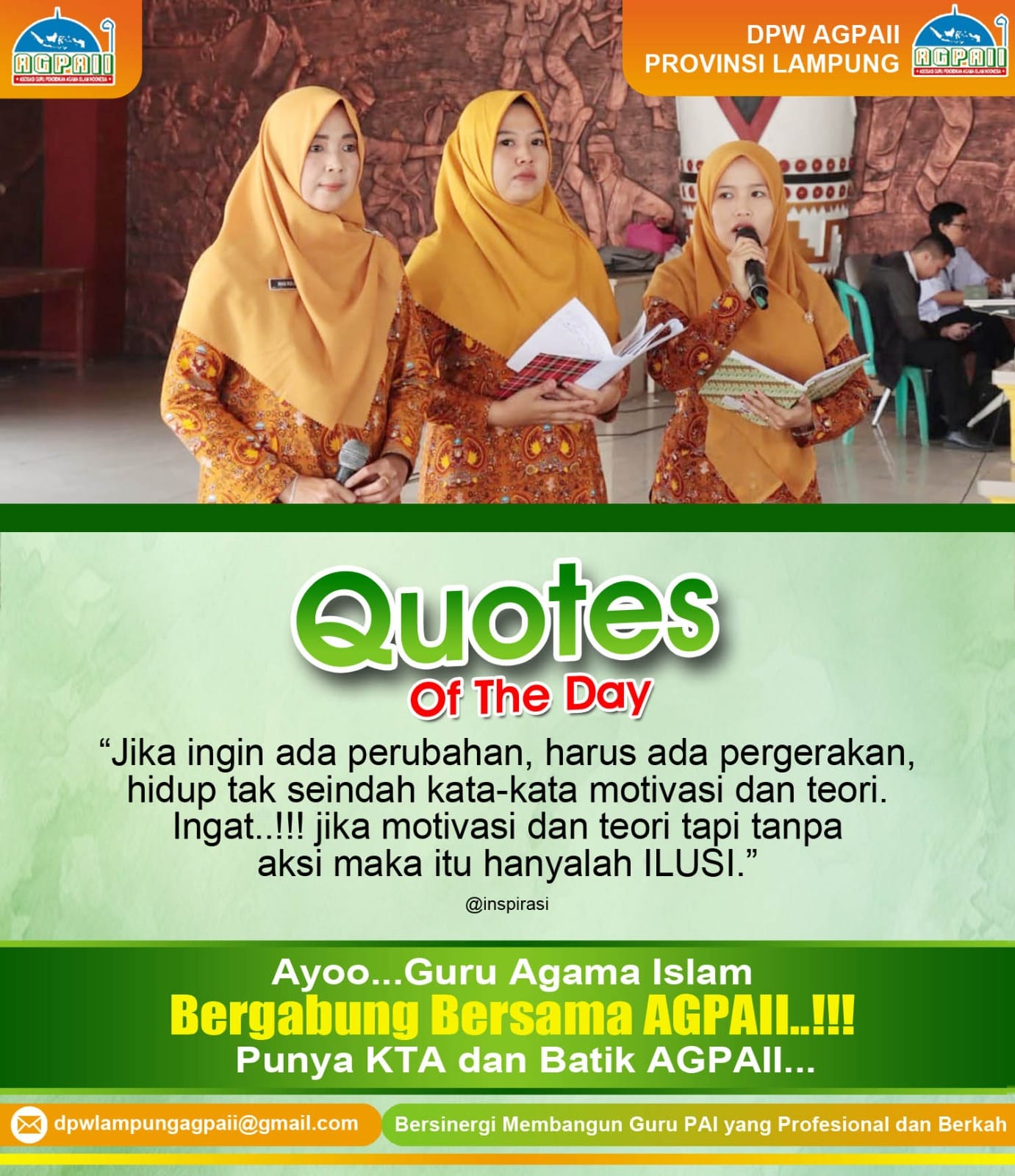 Quotes of the Day AGPAII Lampung - Aksi lebih penting dari teori